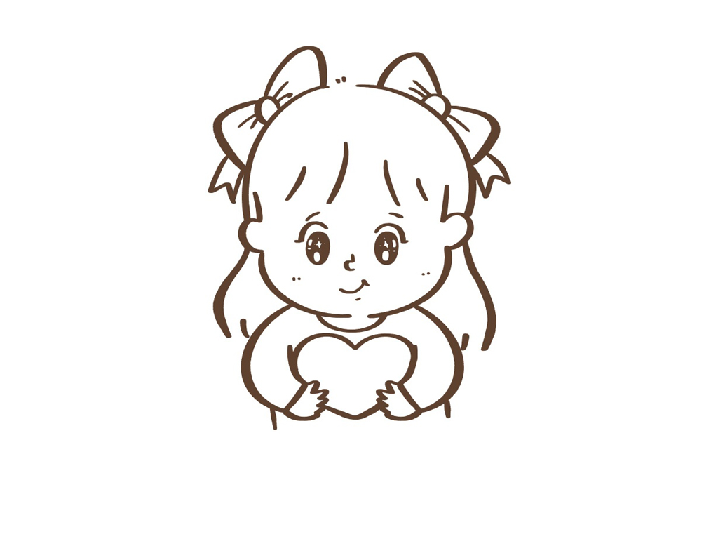 拿着爱心的可爱小女孩简笔画-图8