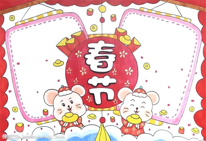 怎么画鼠年新年的手抄报-图4