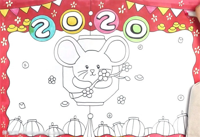 小学五年级2020鼠年手抄报教程-图3