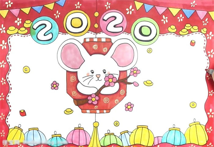 小学五年级2020鼠年手抄报教程-图4