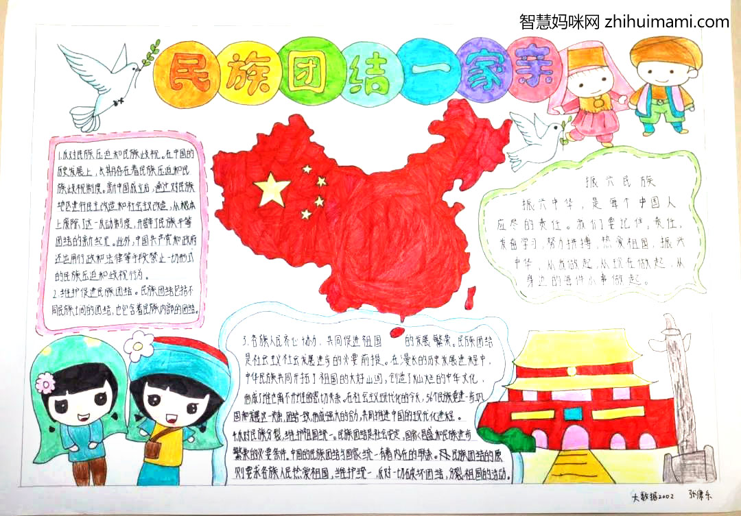 民族团结一家亲，同心共筑中国梦手抄报-图4