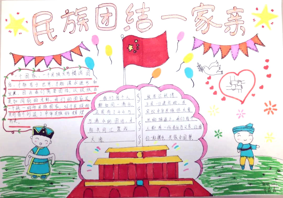 爱国手抄报-民族团结一家亲-图3