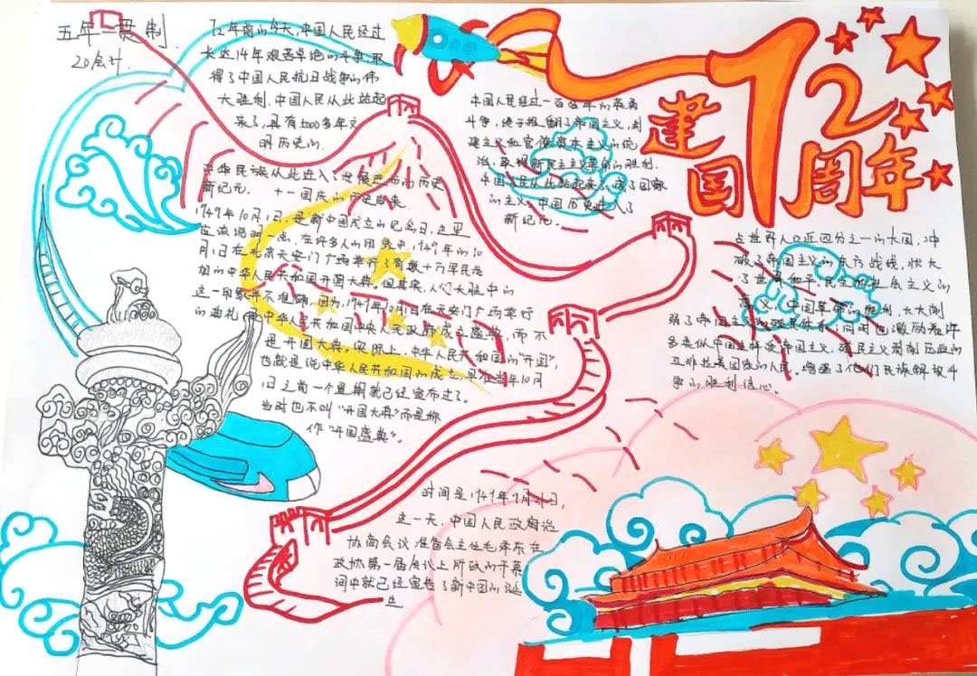 五年级喜迎国庆的手抄报作品-图2