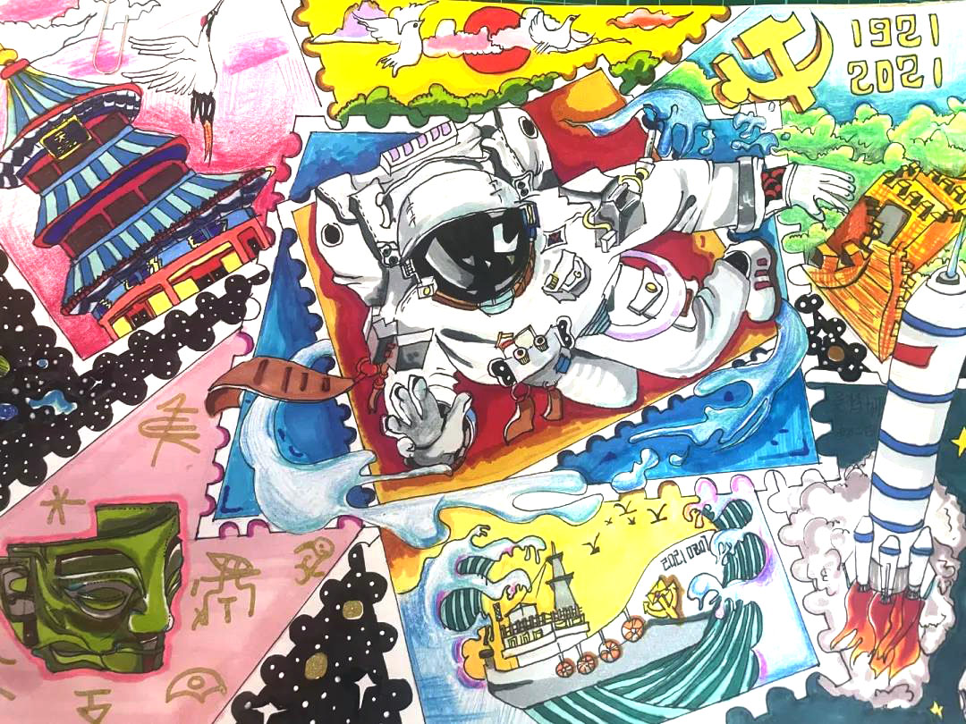 喜迎祖国72周年手抄报绘画-图5