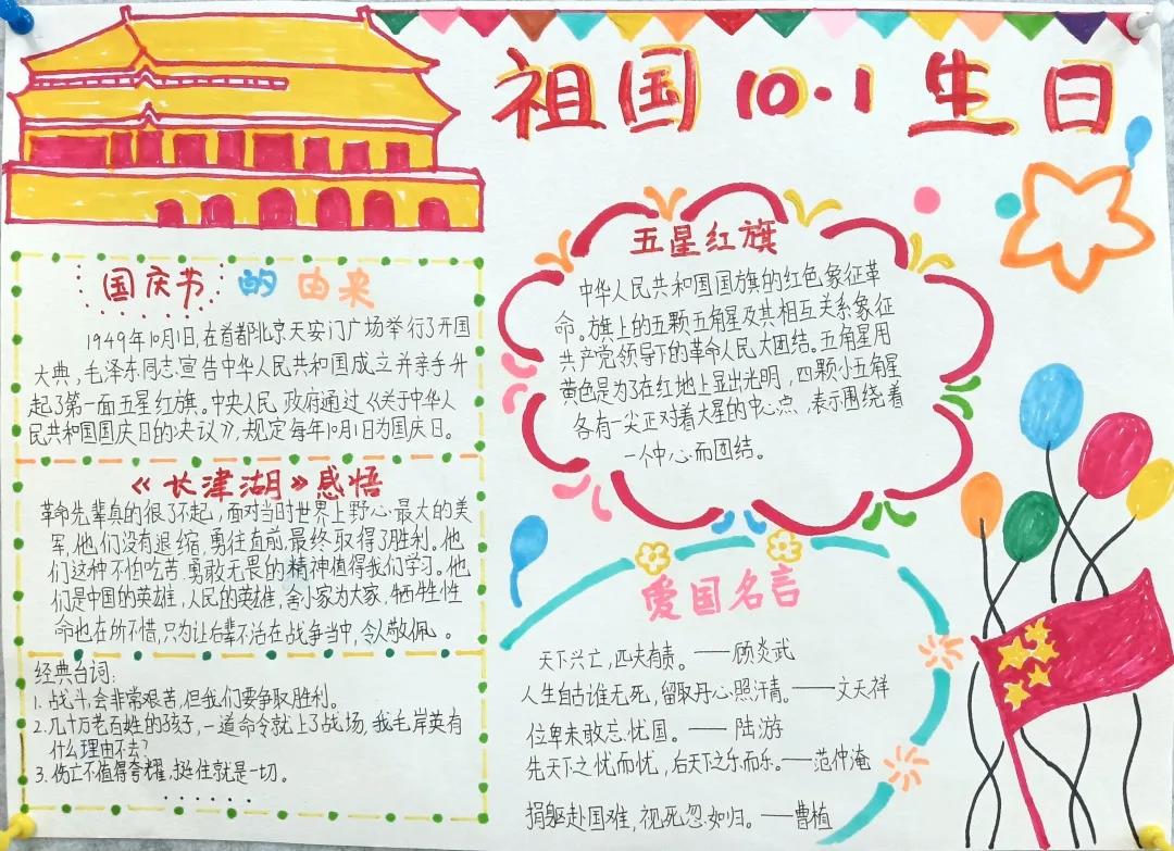 欢度国庆建党100周年的手抄报-图4