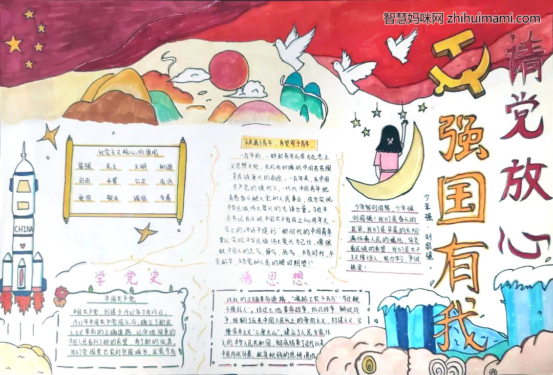 强国有我请党放心手抄报-图5