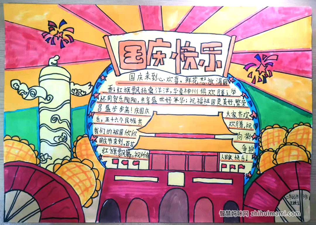 童心向党欢度国庆手抄报绘画-图2