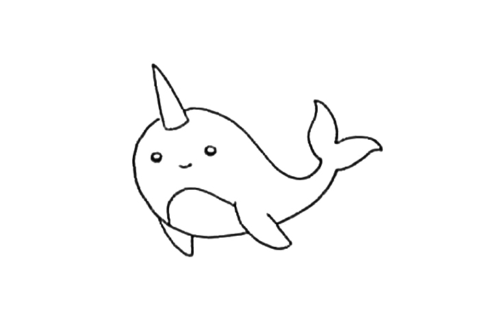 如何画可爱独角鲸简笔画-图5