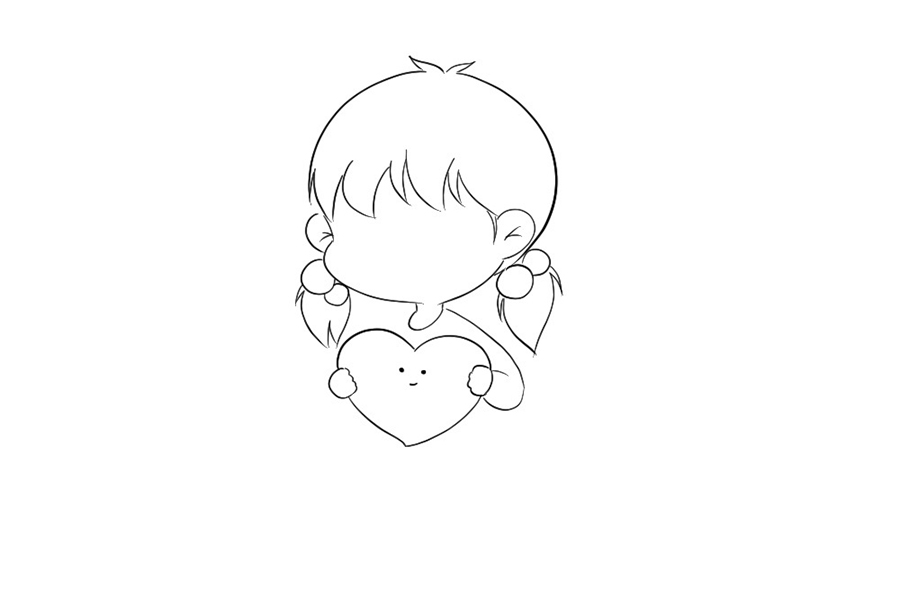 如何画520爱心小女孩简笔画-图6