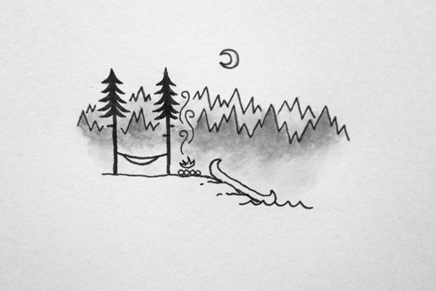 一组可爱的风景简笔手绘图片-图1