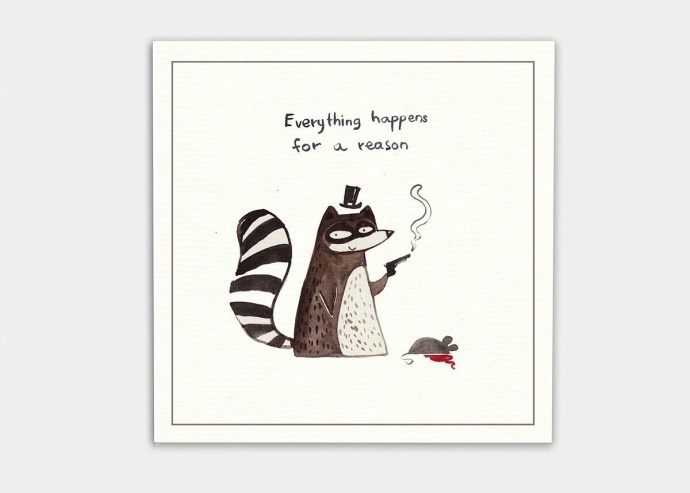 一组可爱小动物明信片简笔画图片-图7