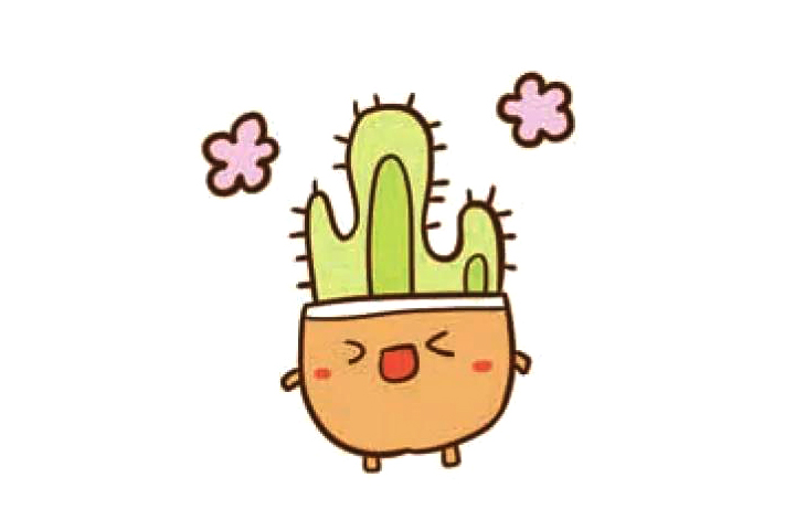怎么画可爱仙人掌盆栽