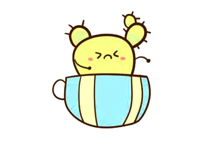 一组简单可爱的仙人掌简笔画图片-图2