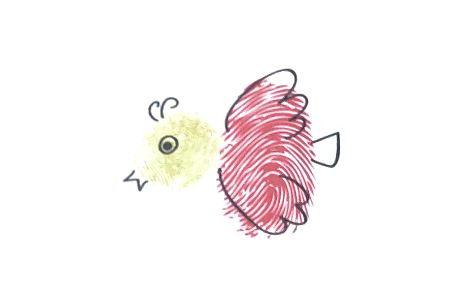 幼儿早教绘画 小鸟手指画画法