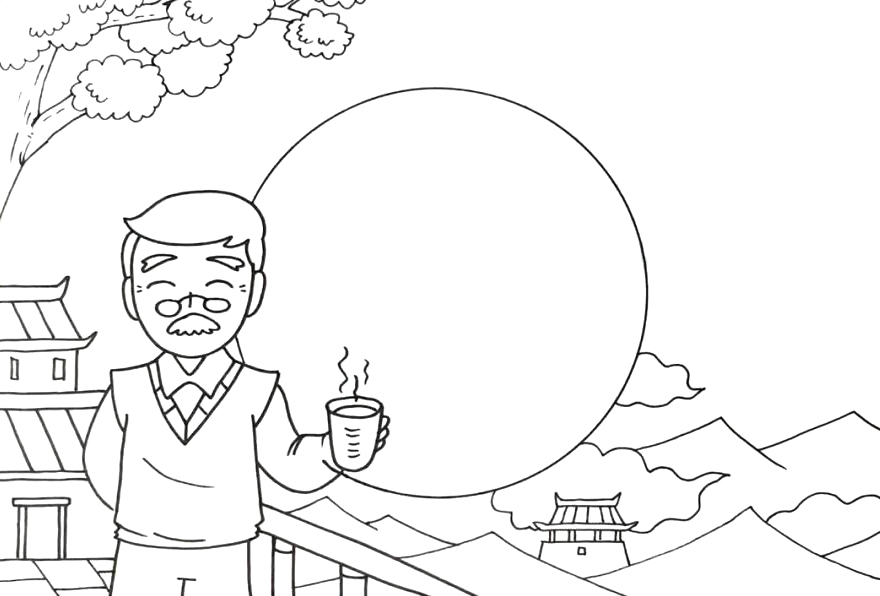 如何画重阳节手抄报爷爷版-图4