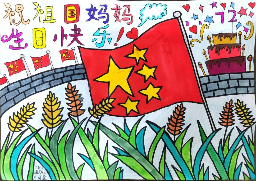 祖国妈妈生日快乐儿童绘画-图3