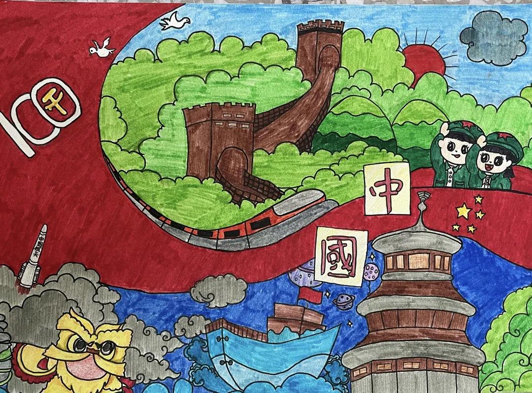 祖国妈妈生日快乐儿童绘画-图4