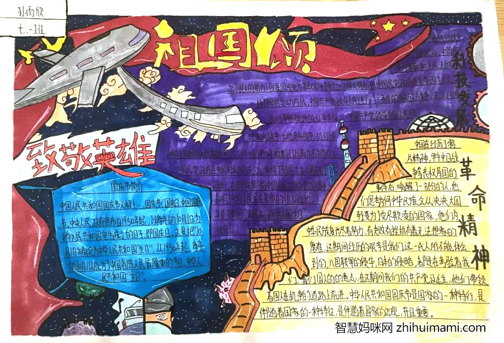 “扬我国威，兴我中华”国庆主题手抄报-图1