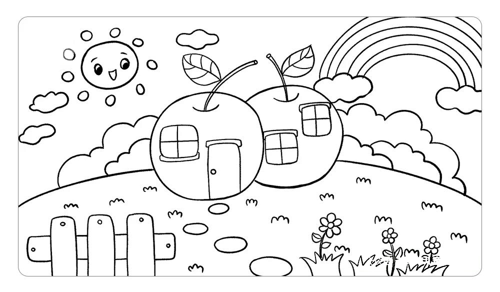 温馨的苹果屋儿童画画法步骤-图11