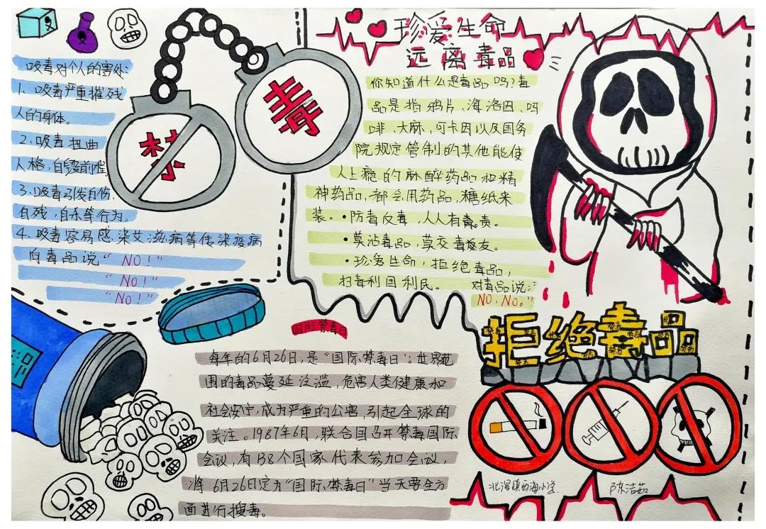 小学生禁毒手抄报绘画简单-图2