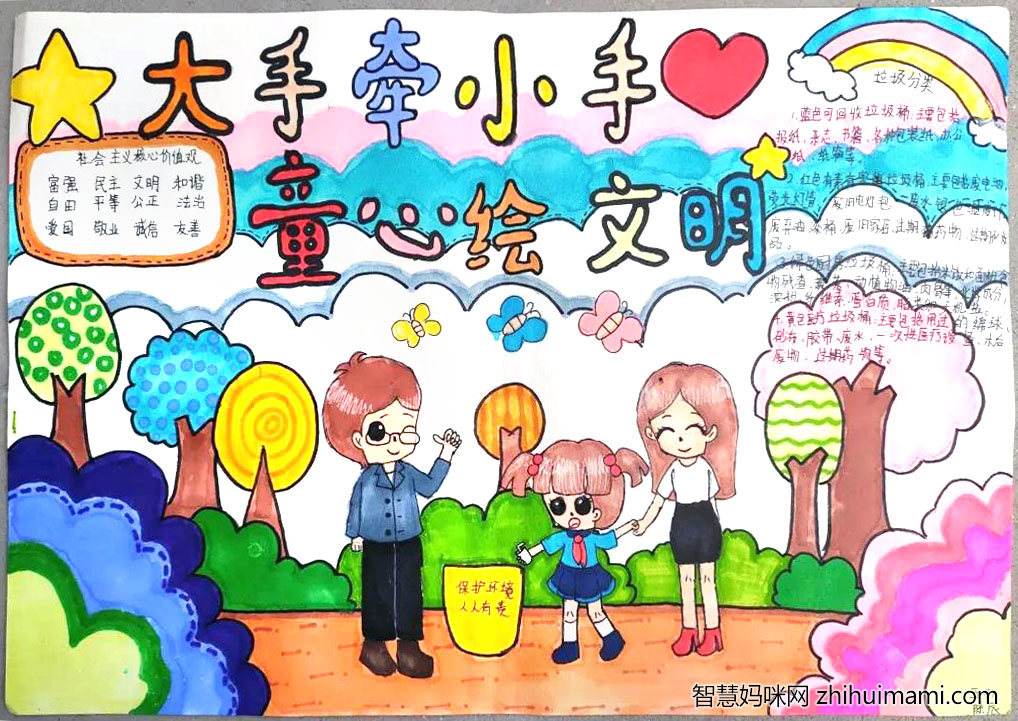 步骤3：作品简介：古往今来，地球妈妈用甘甜的乳汁哺育了无数代子孙。她看着可爱的孩子们一天天长大，心里有说不出的高兴。但是，现在人类为了自己的利益，为了自己的财富，为了自己的生活，无情地拔掉了地球妈妈的头发——一棵棵挺拔、高大的树;无理地摘掉了地球妈妈的头饰品——一朵朵争奇斗艳的花朵;人们在地球妈妈的乱糟糟的头发里乱抛白色垃圾……。地球妈妈是多么的伤心，她被自己亲手养育的子孙折磨得天昏地暗，不成样子。现在，“救救地球”已成为世界各国人民最强烈的呼声!因为我们只有一个地球。