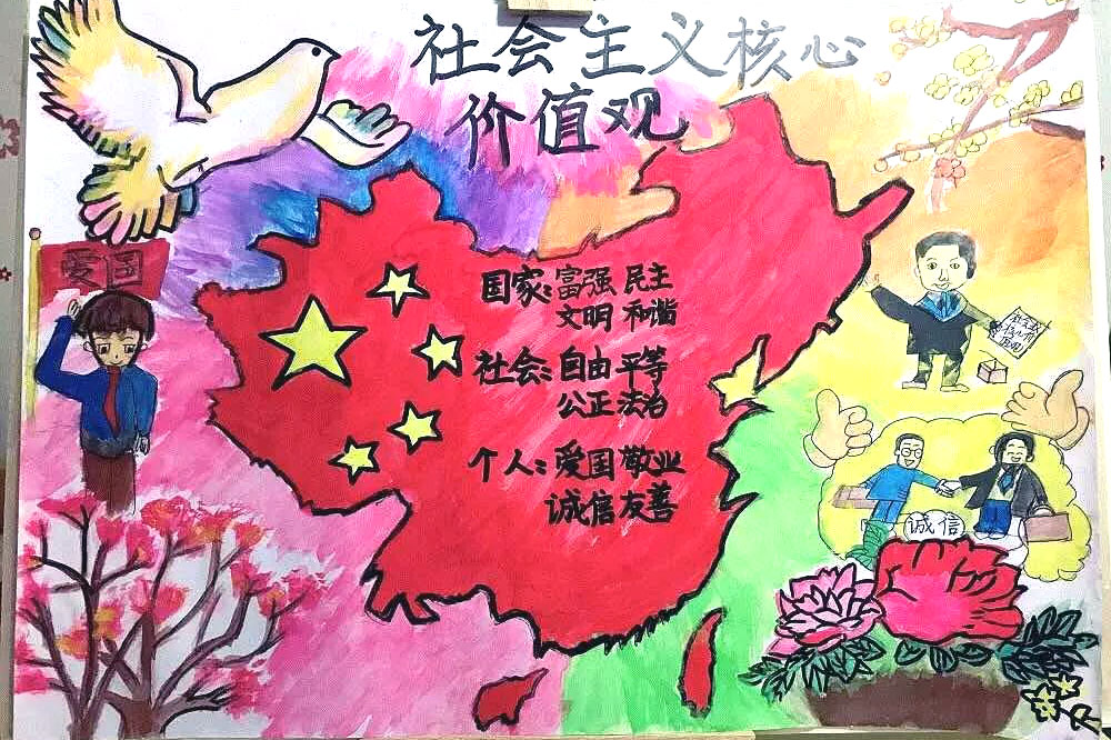 24字社会主义核心价值观绘画图片-图2