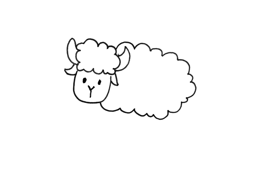 简单可爱的绵羊小学生怎么画-图2