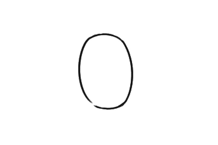 步骤1：画一个椭圆。