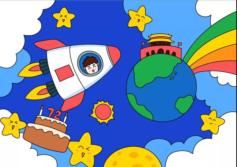 科技风国庆手抄报简单易画