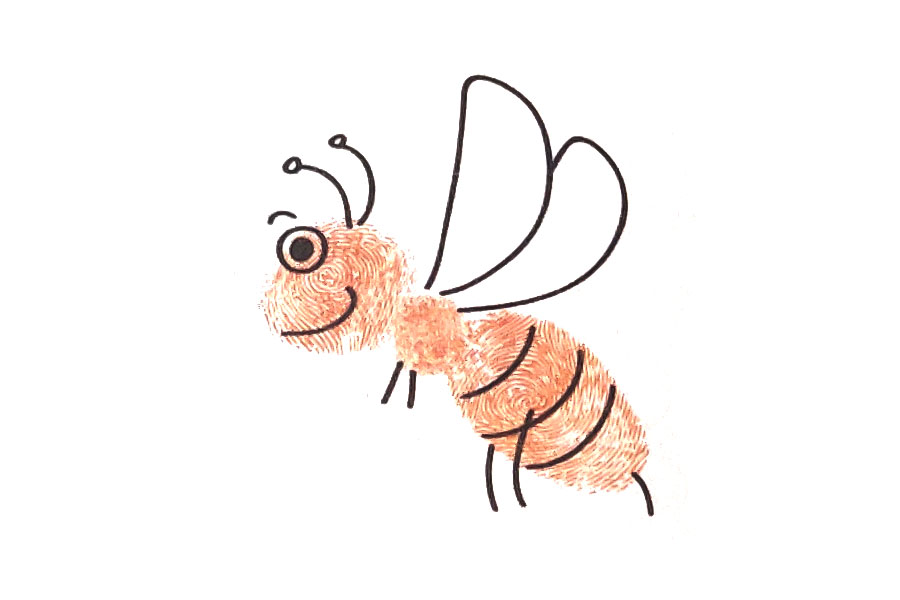 幼儿绘画启蒙手指画 马蜂手指画画法