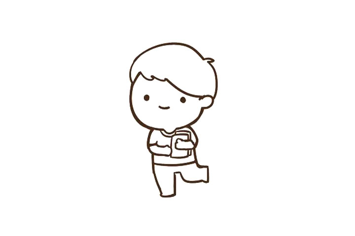 步骤4：画出腿部和手中的书