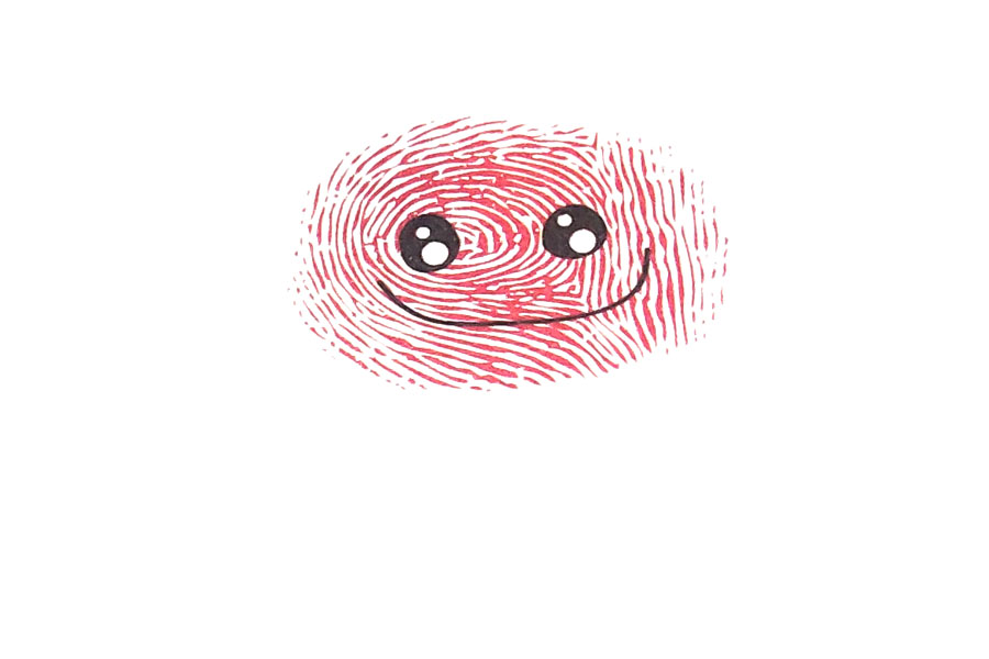 步骤2：画上章鱼大大的眼睛和微笑的大嘴巴，是不是很可爱呀。