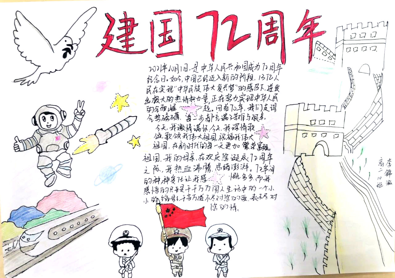 "喜迎国庆，寻梦航天"主题手抄报-图5