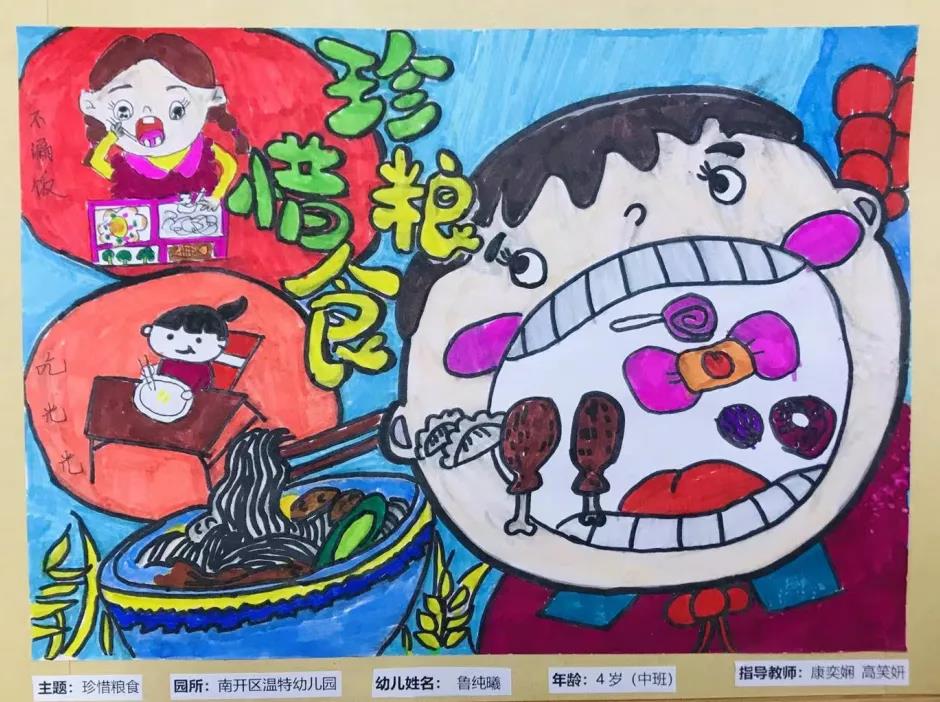 珍惜粮食从我做起儿童画-图3