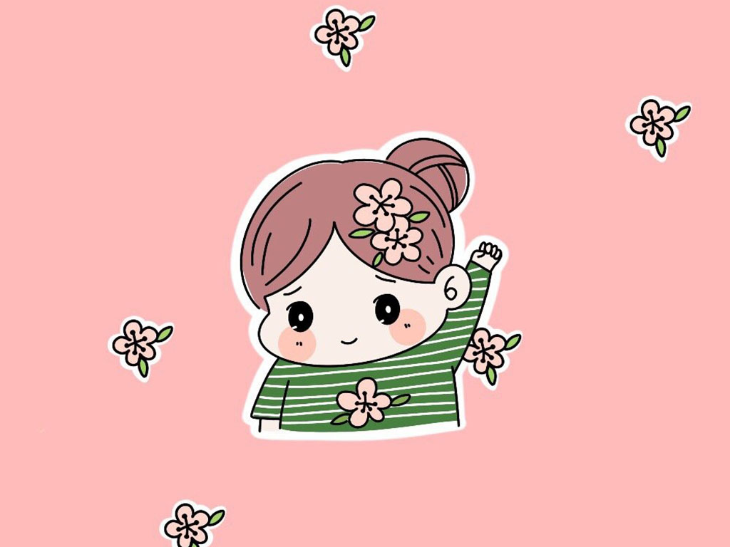 头戴樱花的小女孩怎么画