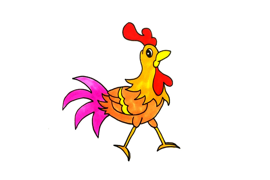 怎么画大公鸡漂亮