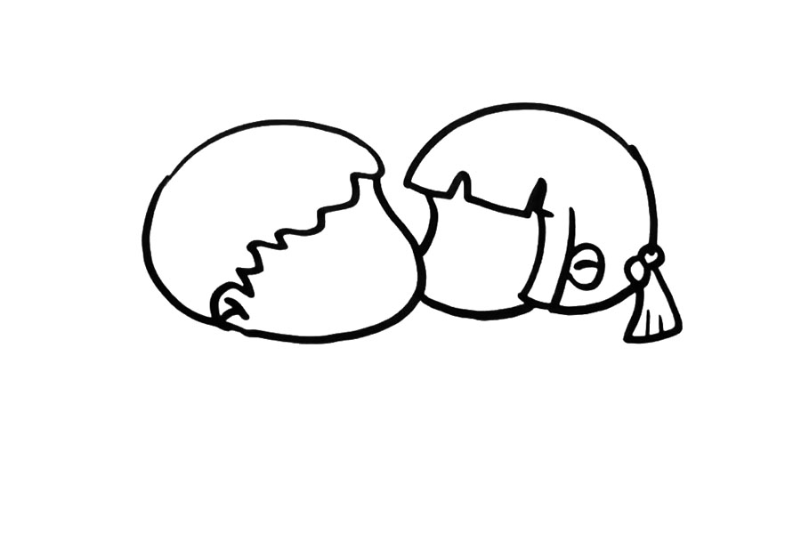 情人节情侣简笔画 亲吻人物简笔画-图2