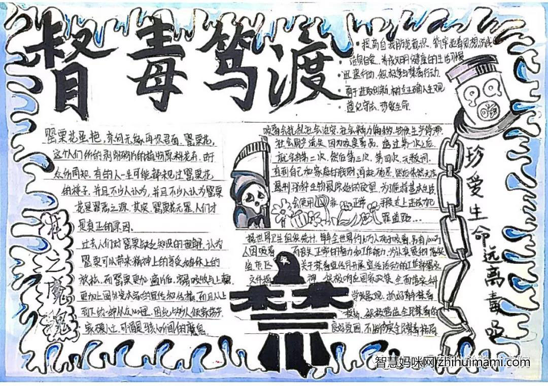 步骤5：《督毒笃渡》创作说明：“本活动作品的主题是《督毒笃渡》，通过关于毒的谐音字衍生关于毒品的更深层次的思考。我们不仅要明白哪些是毒品，更应该了解毒品给我们带来的危害，我们应该如何做。作为一名在校大学生，我们有责任也有义务从自身做起爱生命，不吸毒！