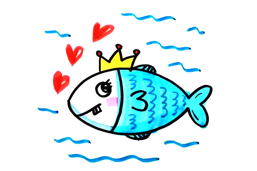 小学生卡通版小鱼怎么画