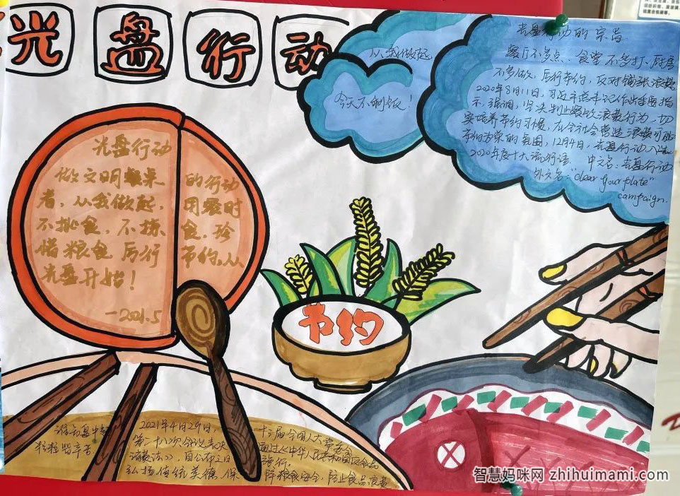 小学生光盘行动手抄报绘画一等奖-图5