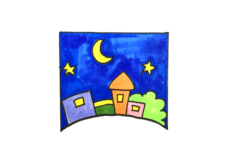 超简单夜晚风景怎么画