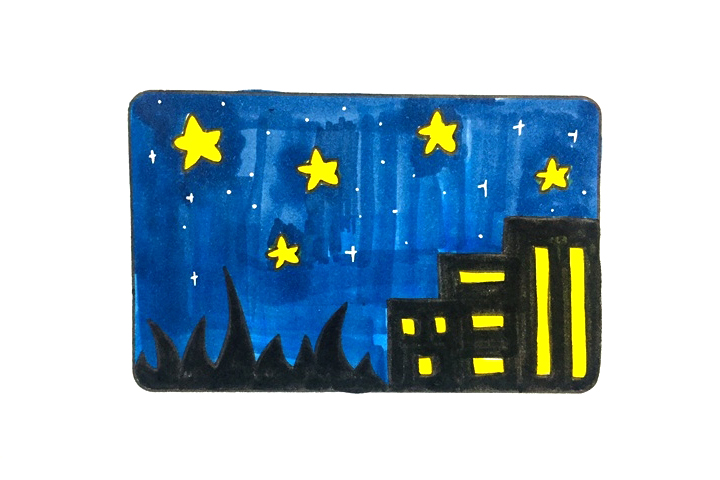 夜空风景怎么画简单