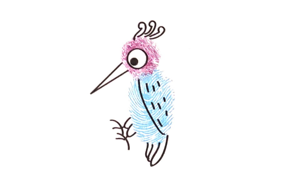 简单的啄木鸟手指画画法教程