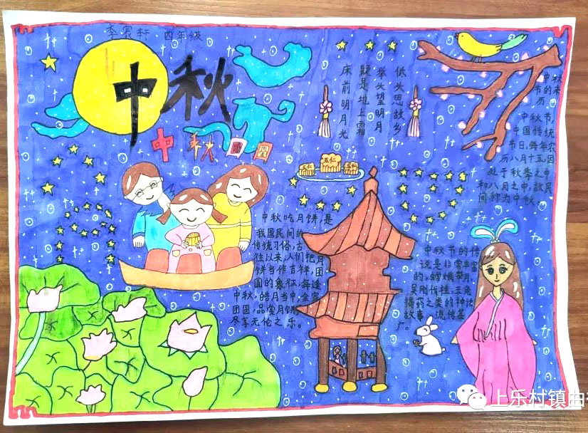 小学生中秋国庆儿童绘画作品-图3