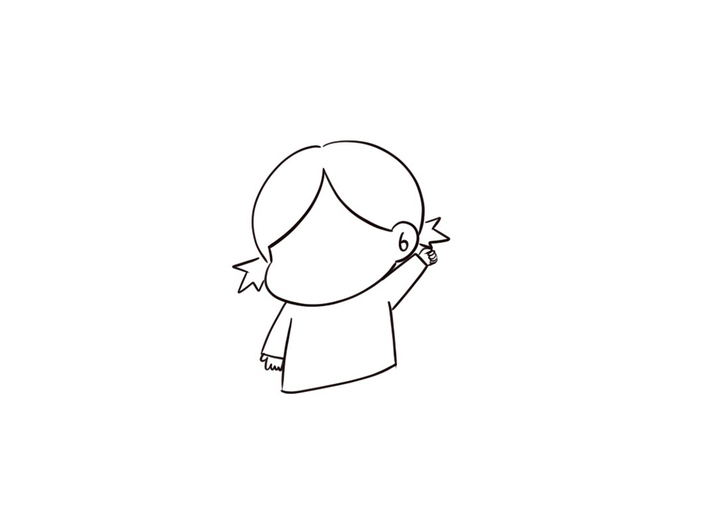 牵着爱心气球的小女孩简笔画画法步骤-图4