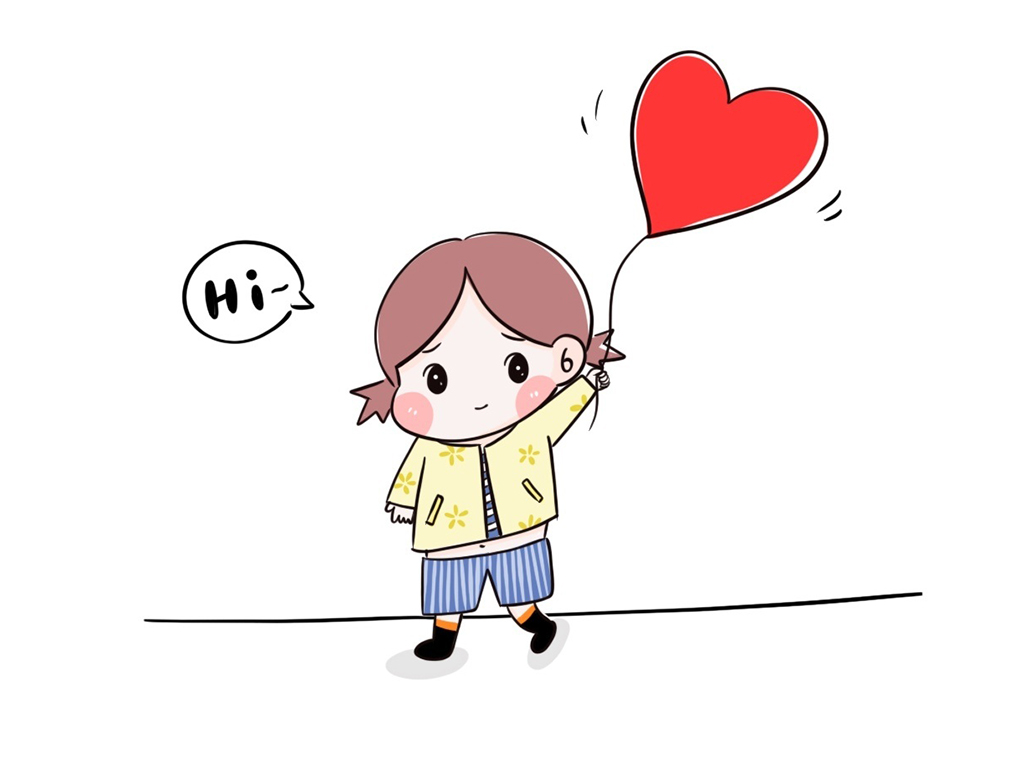 牵着爱心气球的小女孩简笔画画法步骤