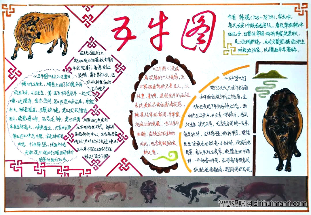 关于五牛图的手抄报绘画-图7