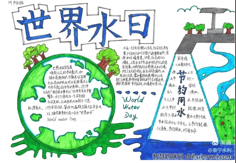世界水日手抄报-节约用水-图1