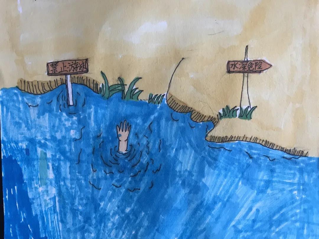 防溺水安全儿童画-图2