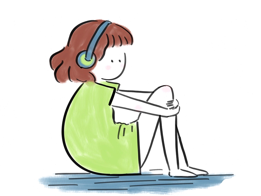 戴耳机的小女孩怎么画